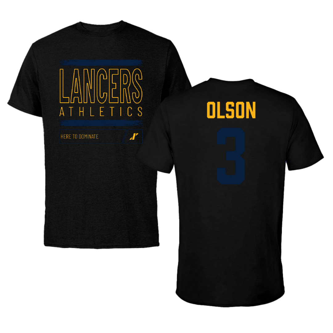 Mount Marty University Basketball Black Dominate Tee - #3 Eli Olson