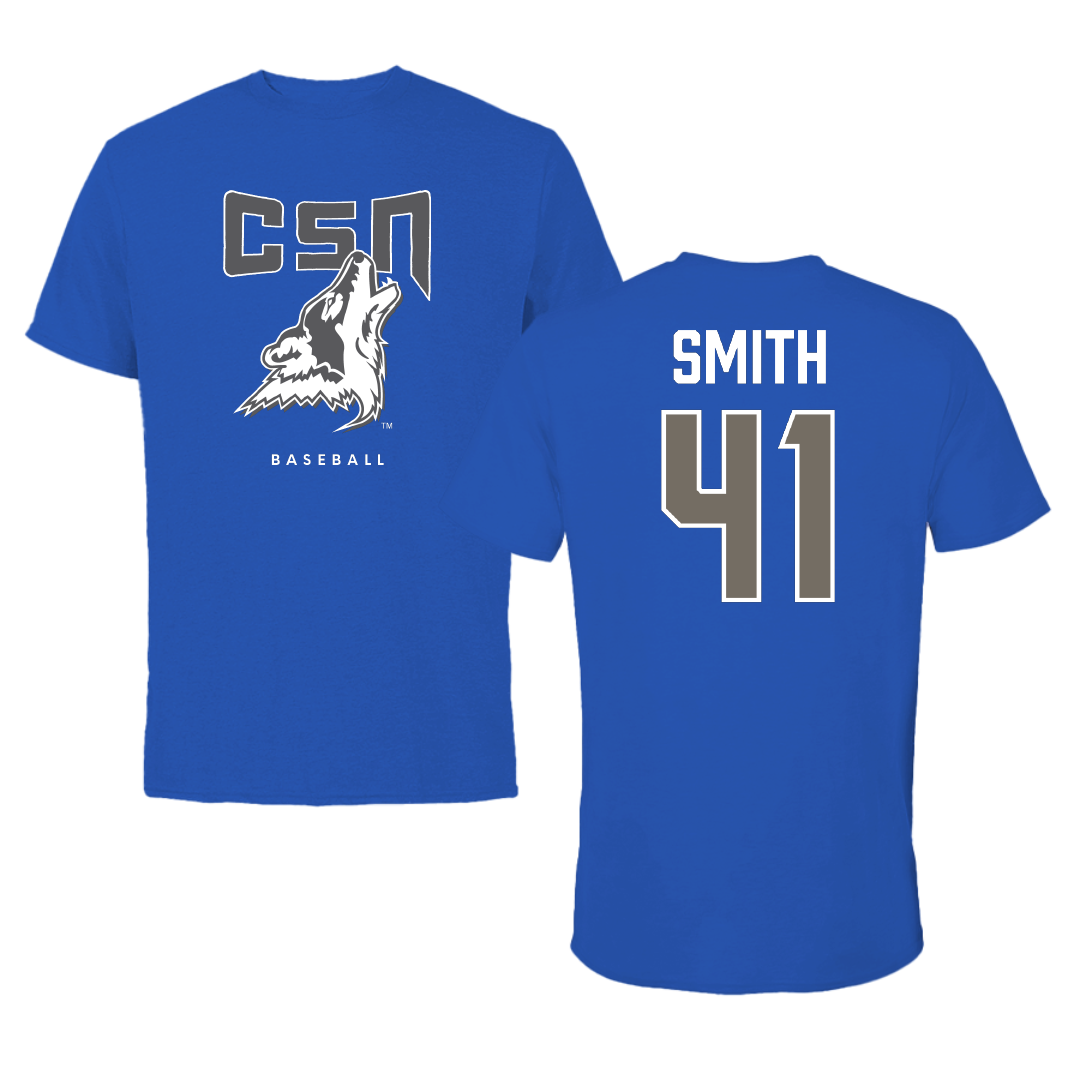 College of Southern Nevada Baseball Blue Performance Tee - #41 Grant Smith
