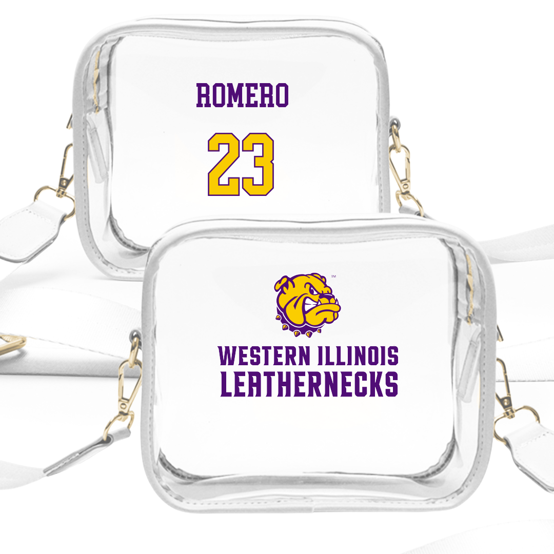 Western Illinois University Baseball White Clear Stadium Bag - #23 Jorge Romero