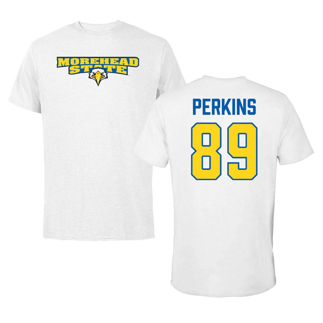 Morehead State University Football White Performance Tee - #89 Brody Perkins