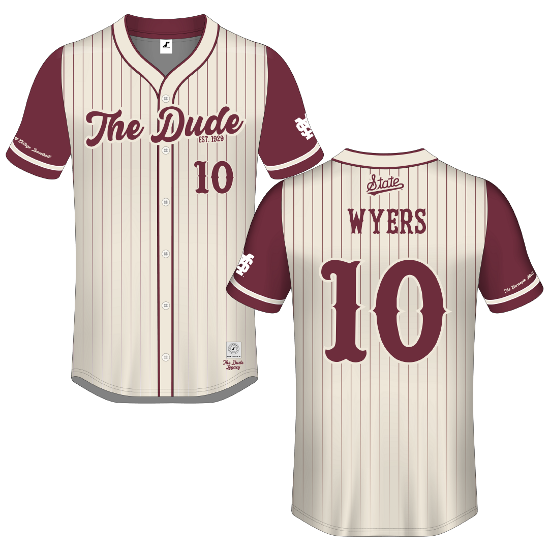 Mississippi State University Cream Campus Connect Button-Down Jersey - #10 Drew Wyers