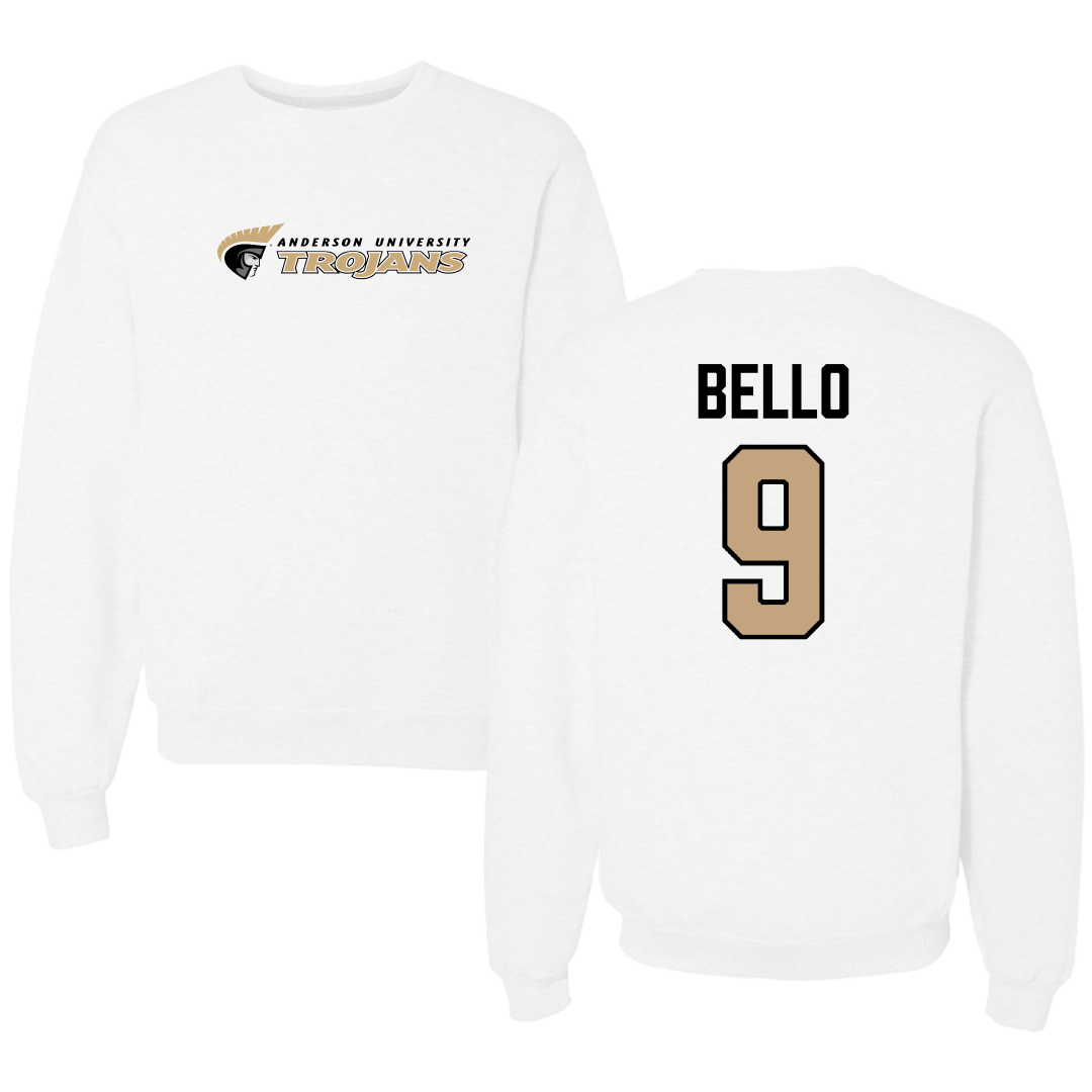 Anderson University (South Carolina) Baseball White Crewneck - #9 Dom Bello