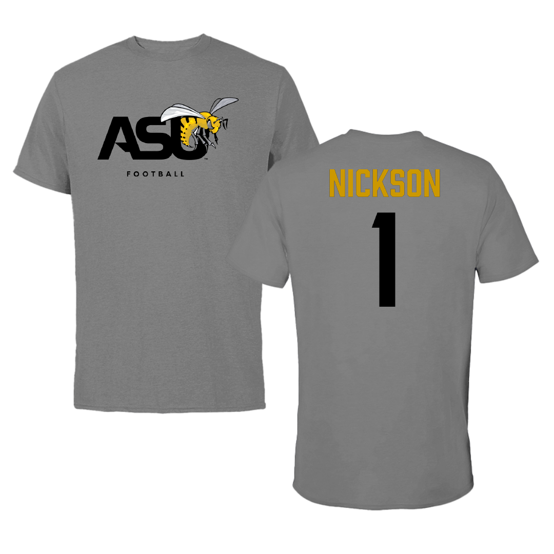 Alabama State University Football Dark Gray Tee - #1 Willie Nickson