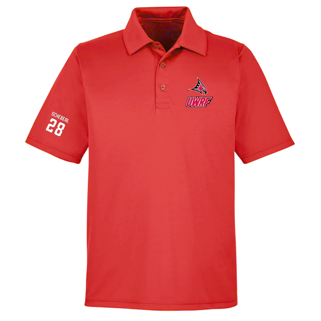University of Wisconsin-River Falls Football Red Polo - #28 Justin Scheberl