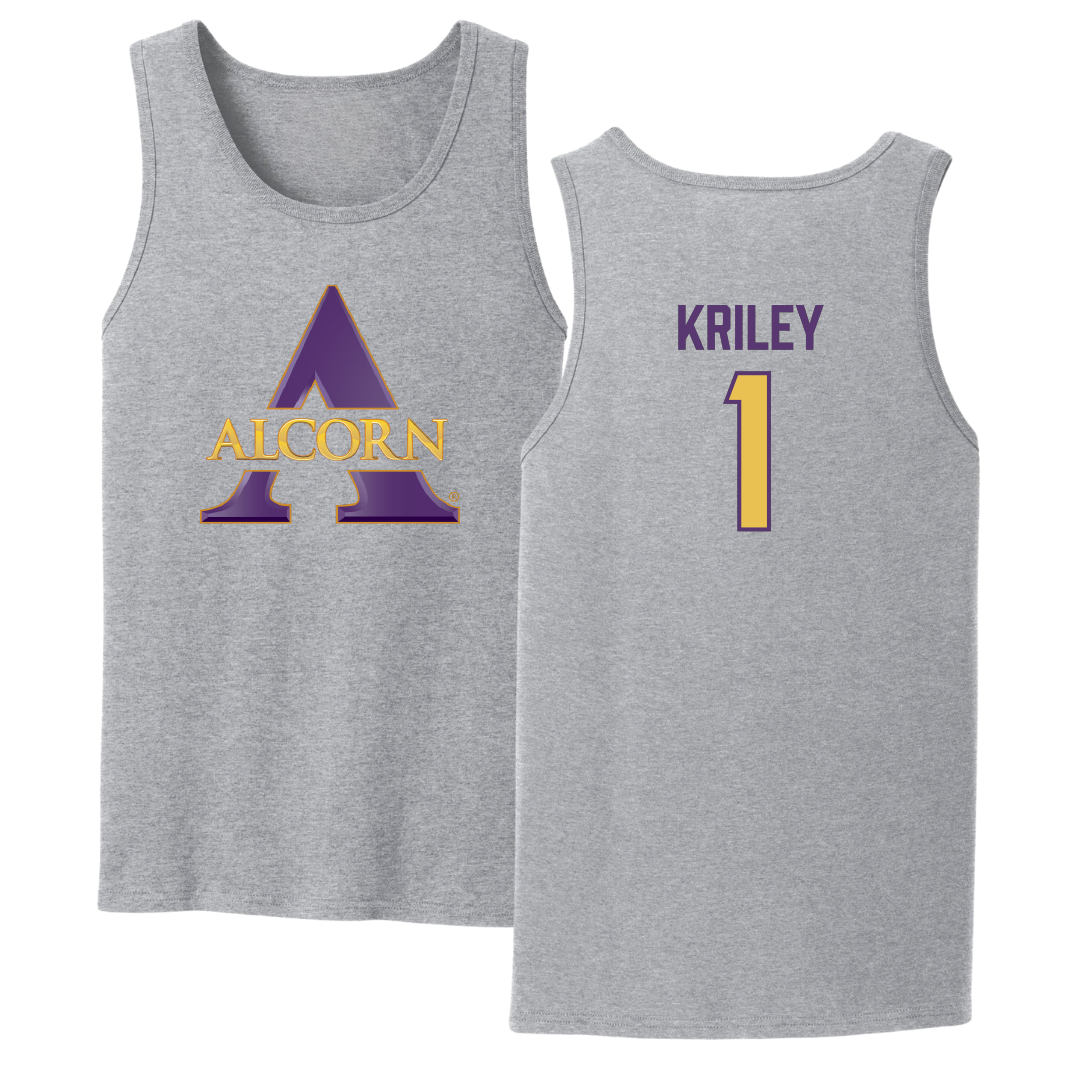 Alcorn State University Baseball Sport Gray Tank Top - #1 Devin Kriley