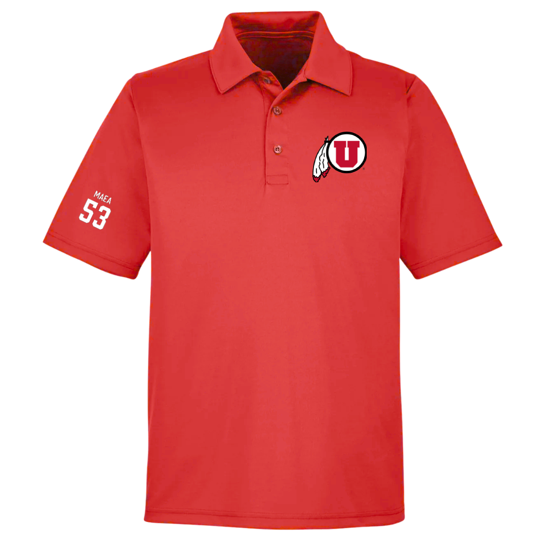 University of Utah Football Red Polo - #53 Johnny Maea