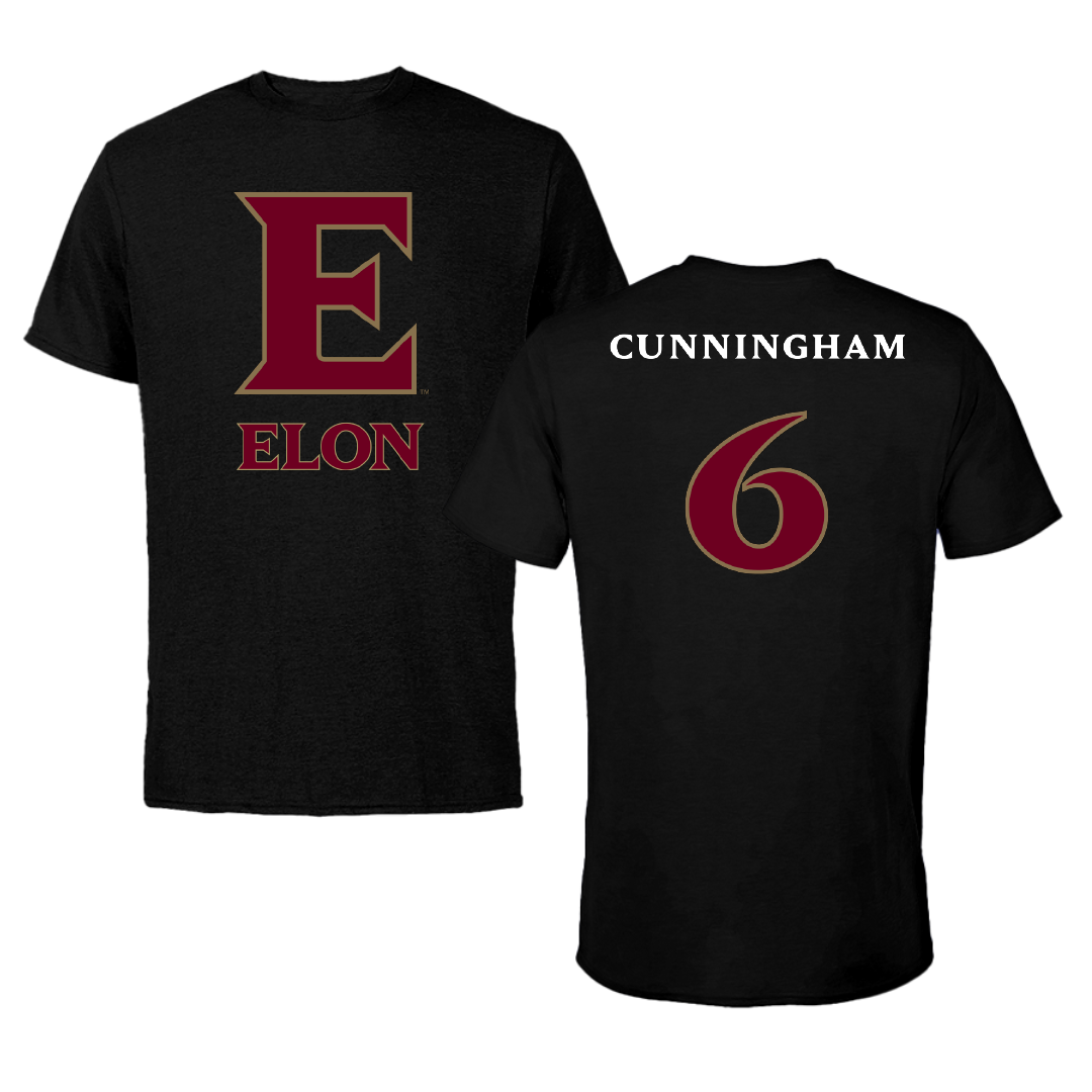 Elon University Football Black Performance Tee - #6 Asher Cunningham