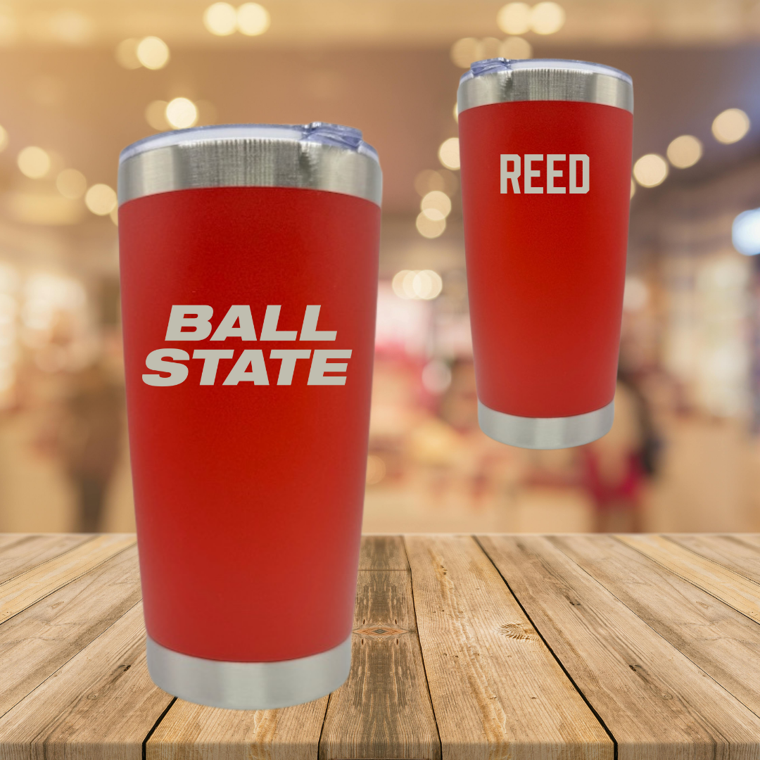 Ball State University Swimming & Diving Red Cardinal Stainless Steel Tumbler - Kenny Reed