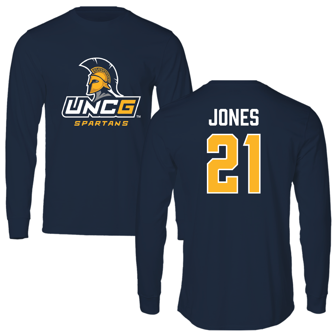UNC Greensboro Softball Navy Long Sleeve - #21 Rhyann Jones