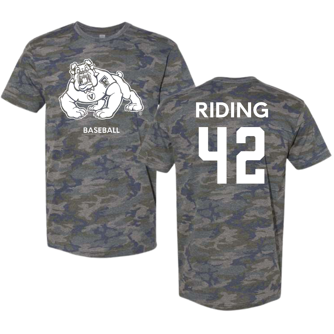 Fresno State University Baseball Vintage Camo Tee - #42 Jake Riding