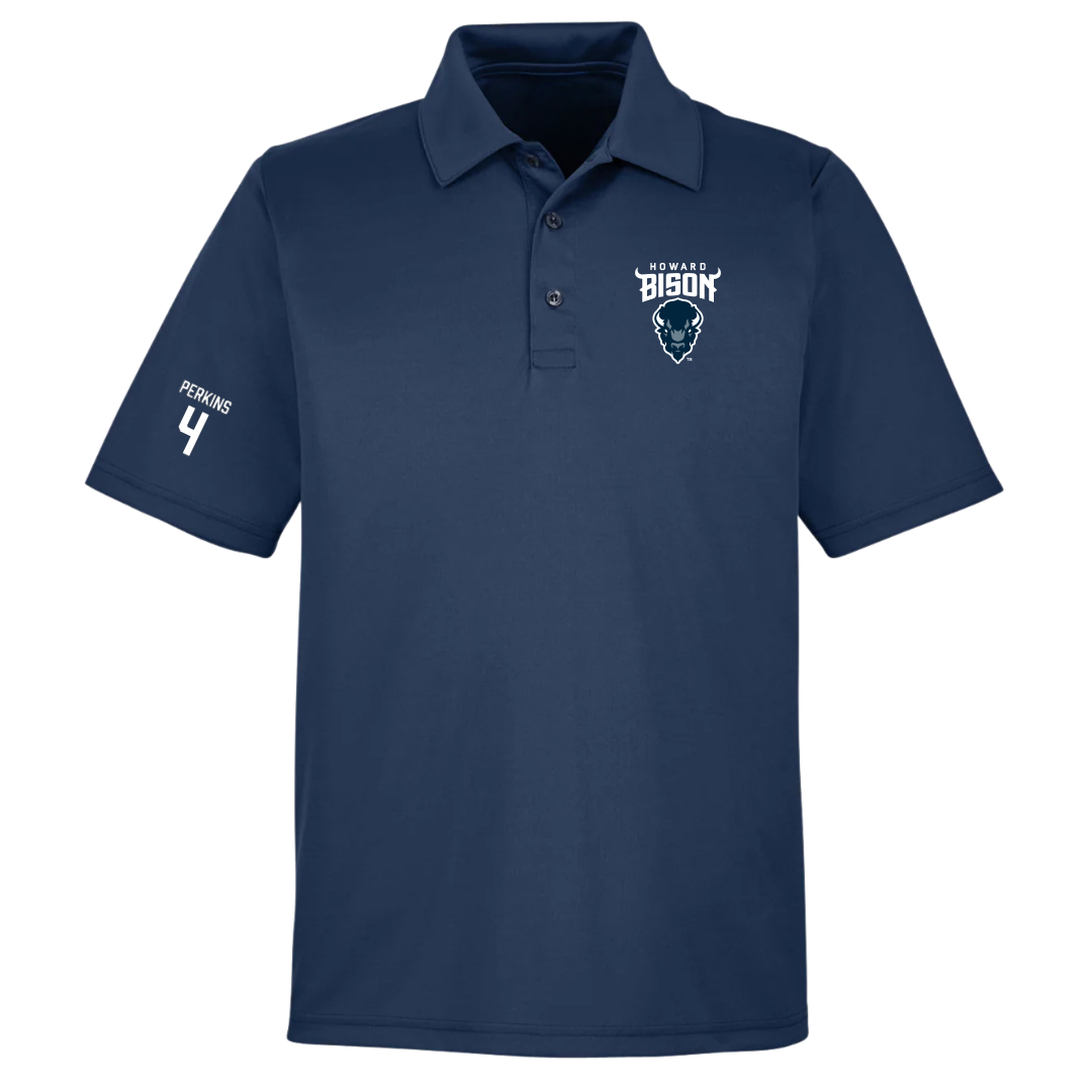 Howard University Soccer (M) Navy Polo - #4 Louis Perkins