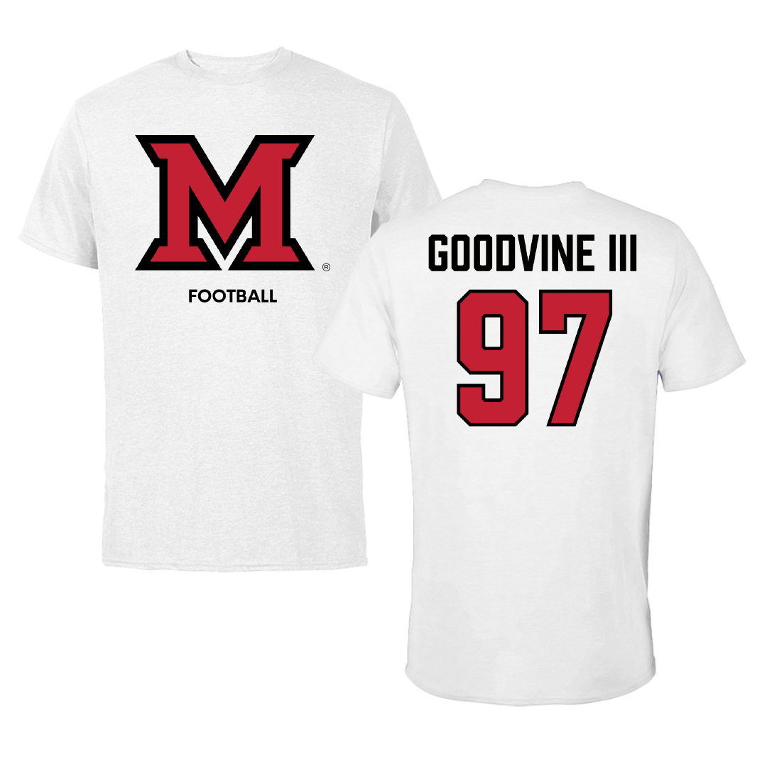 Miami University (Ohio) Football White Performance Tee - #97 William Goodvine III
