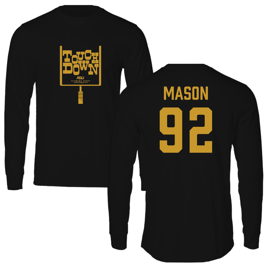Alabama State University Football Black Touchdown Performance Long Sleeve - #92 Ajani Mason