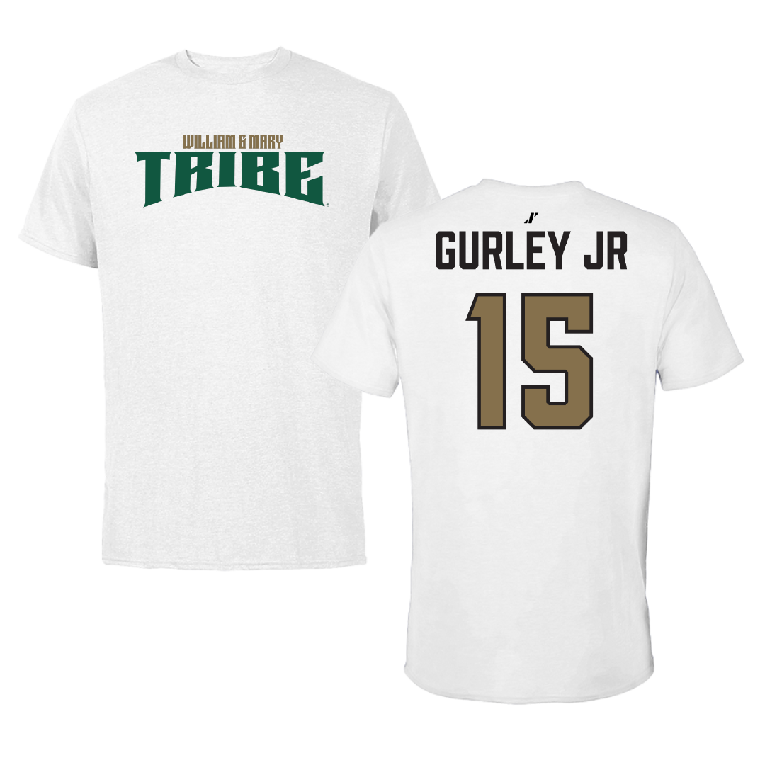 William & Mary Football White Classic Performance Tee - #15 Derrick Gurley Jr