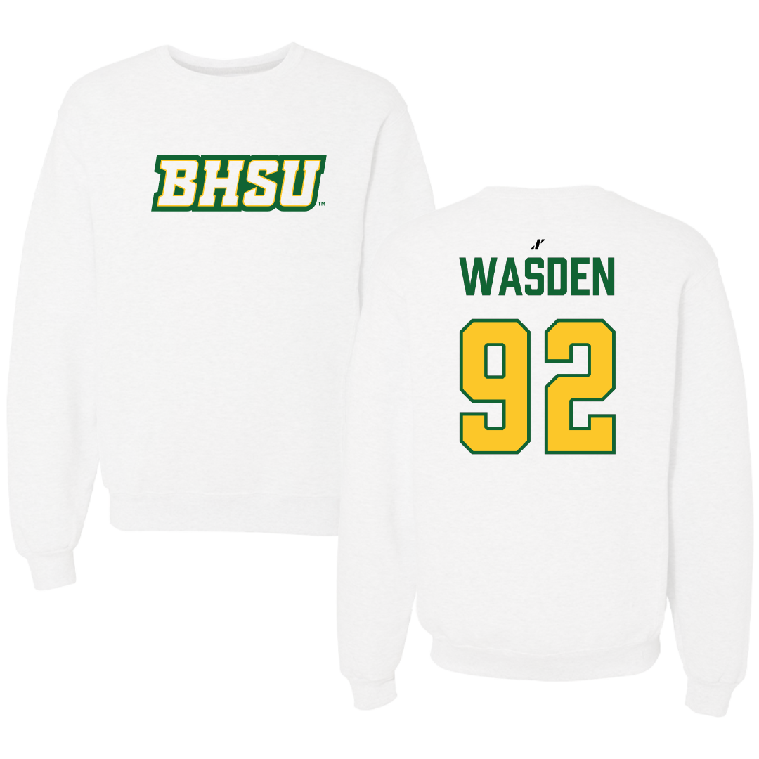 Black Hills State University Football White Crewneck - #92 Caden Wasden