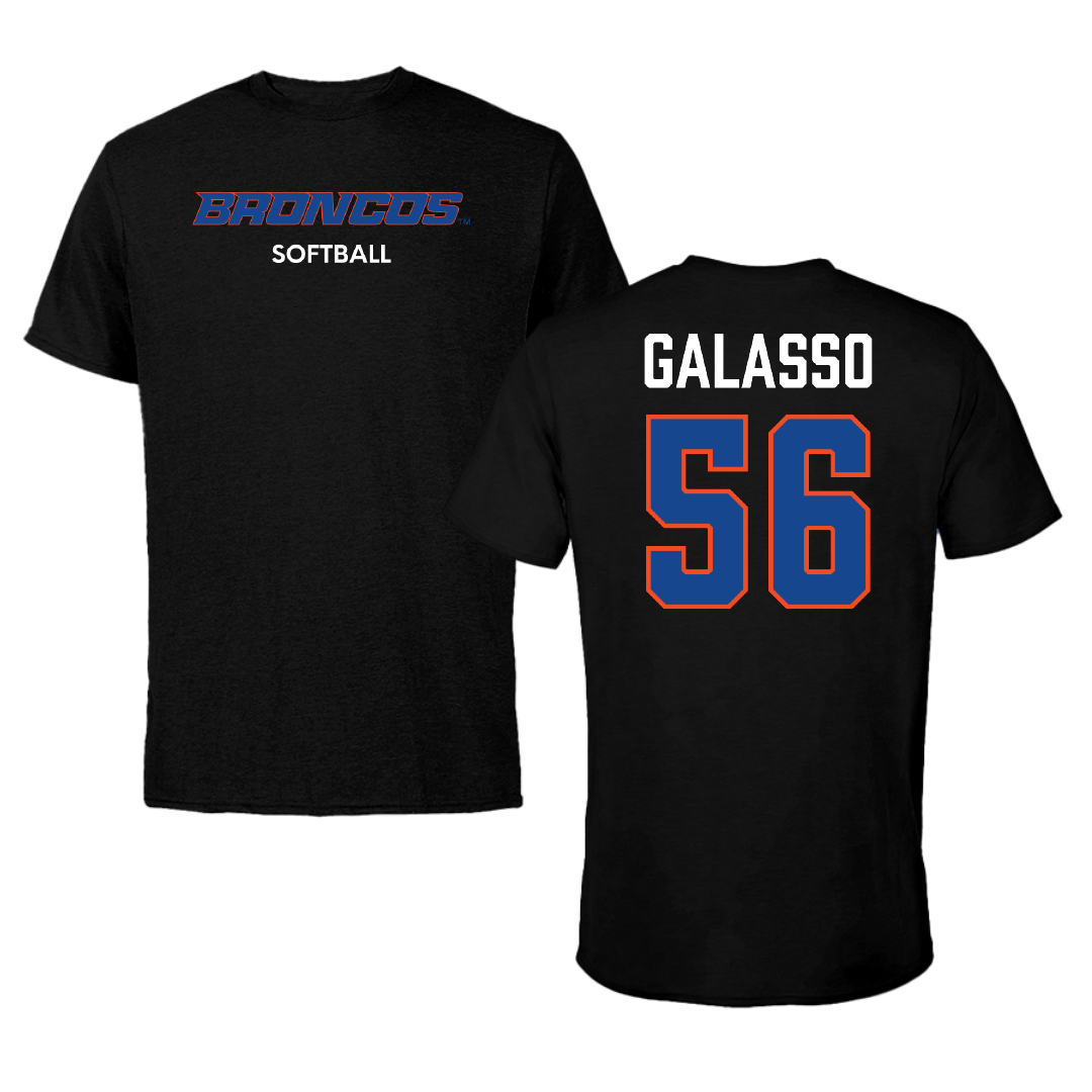 Boise State University Softball Black Tee - #56 Kaitlyn Galasso