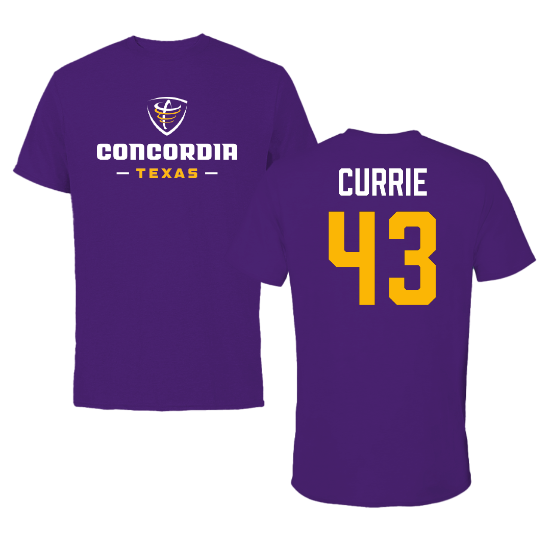 Concordia University (Texas) Baseball Purple Performance Tee - #43 Travis Currie