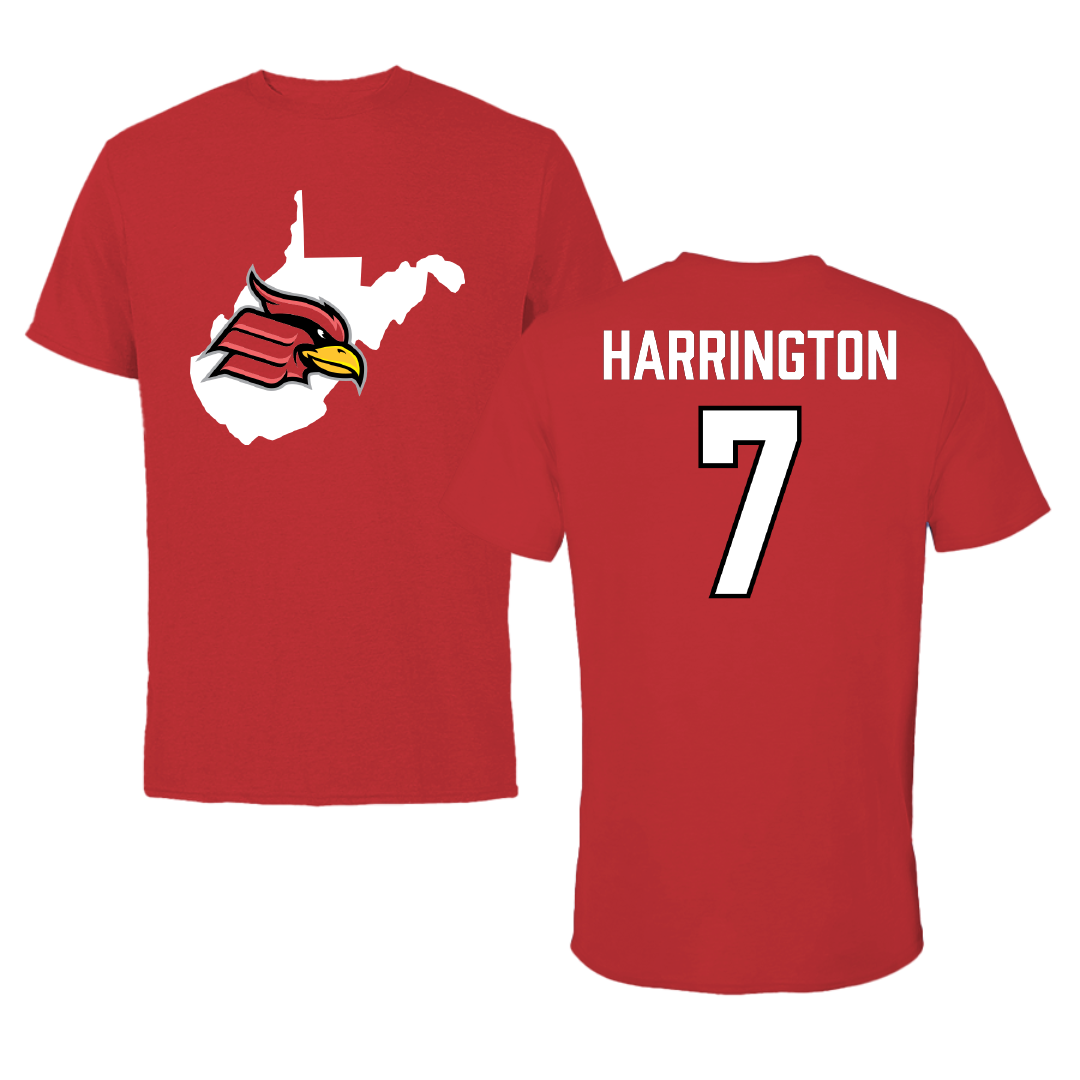 Wheeling University Football Red State Tee - #7 Jayden Harrington