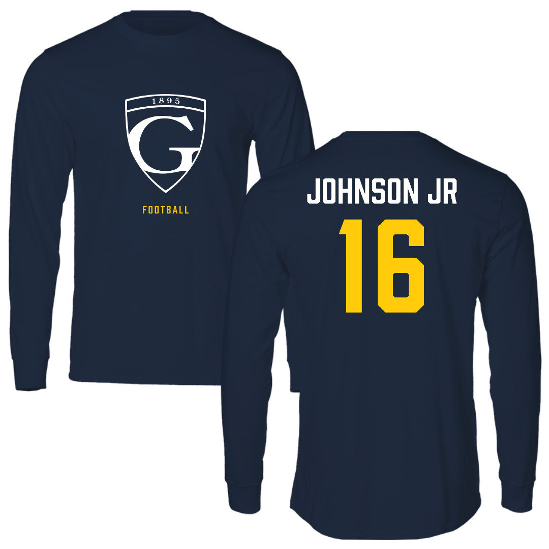 Graceland University Football Navy Performance Long Sleeve - #16 Dante Johnson Jr