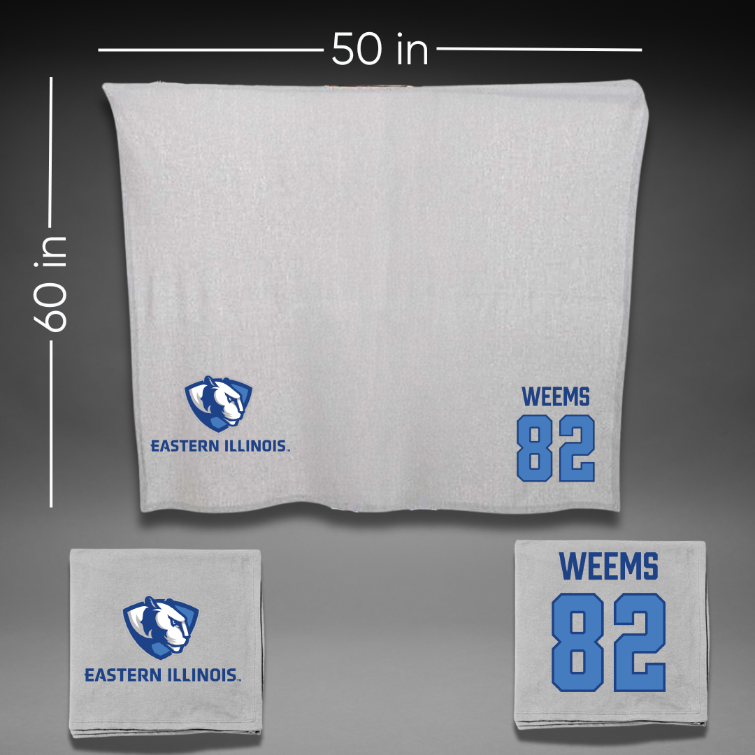 Eastern Illinois University Football Gray Blanket - #82 Whitten Weems