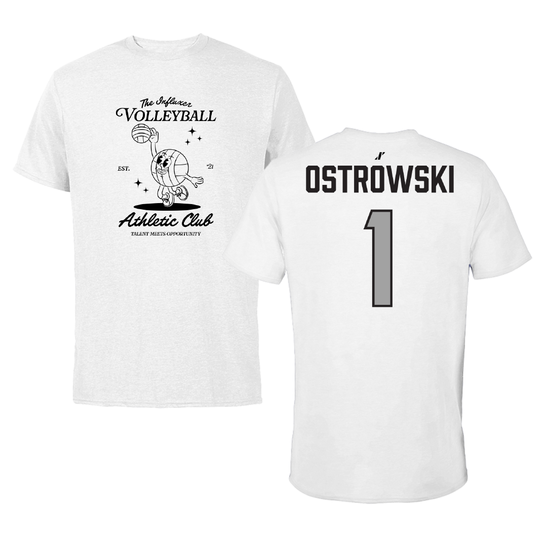 Volleyball White Influxer Athletic Club Tee - #1 Morgan Ostrowski