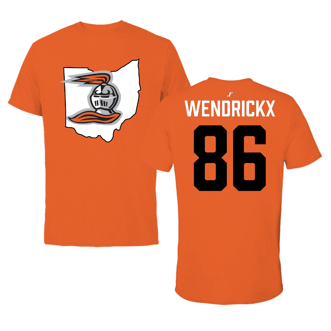 Heidelberg University Football Orange State Performance Tee - #86 Jack Wendrickx