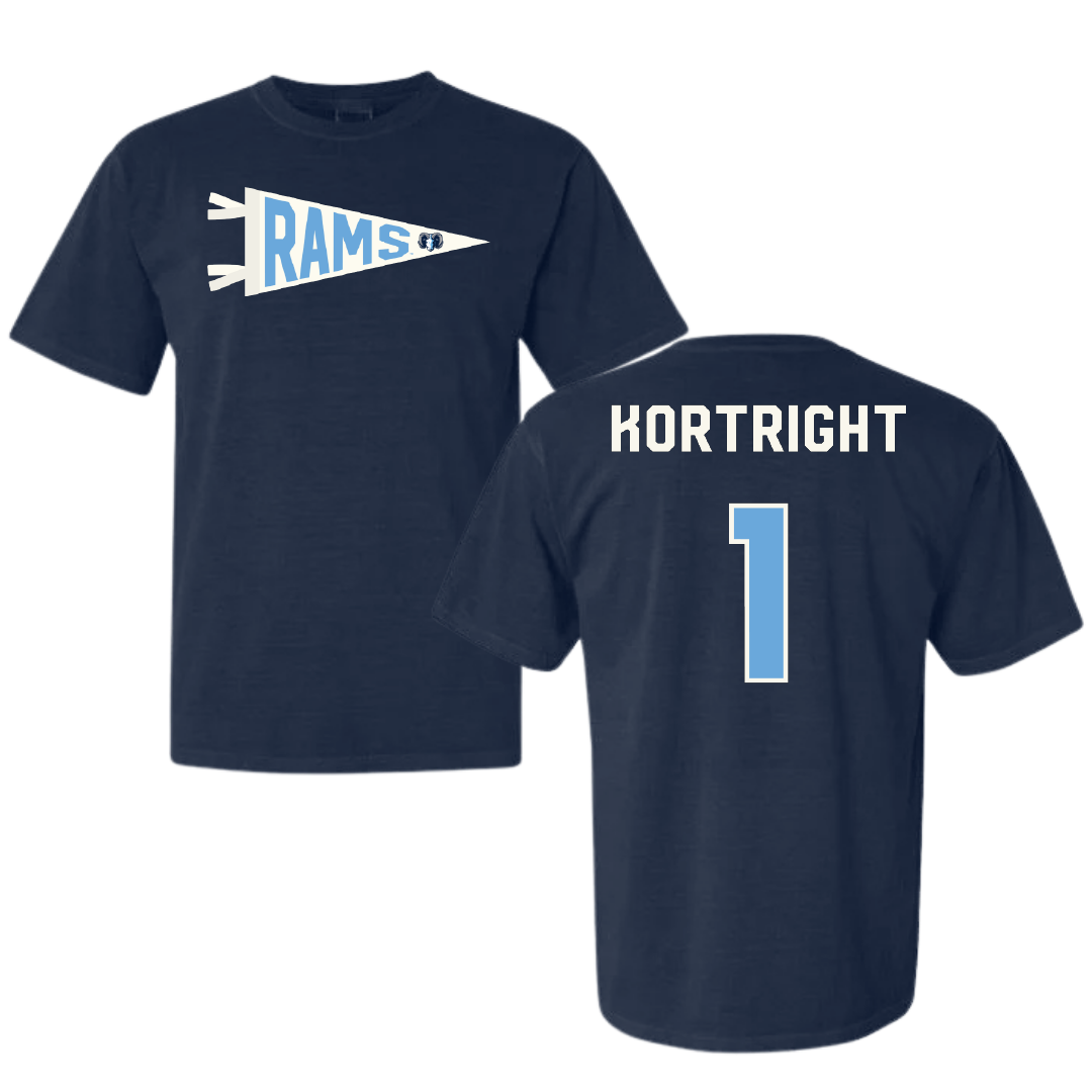 University of Rhode Island Basketball Navy Pennant Comfort Colors Tee - #1 Luis Kortright