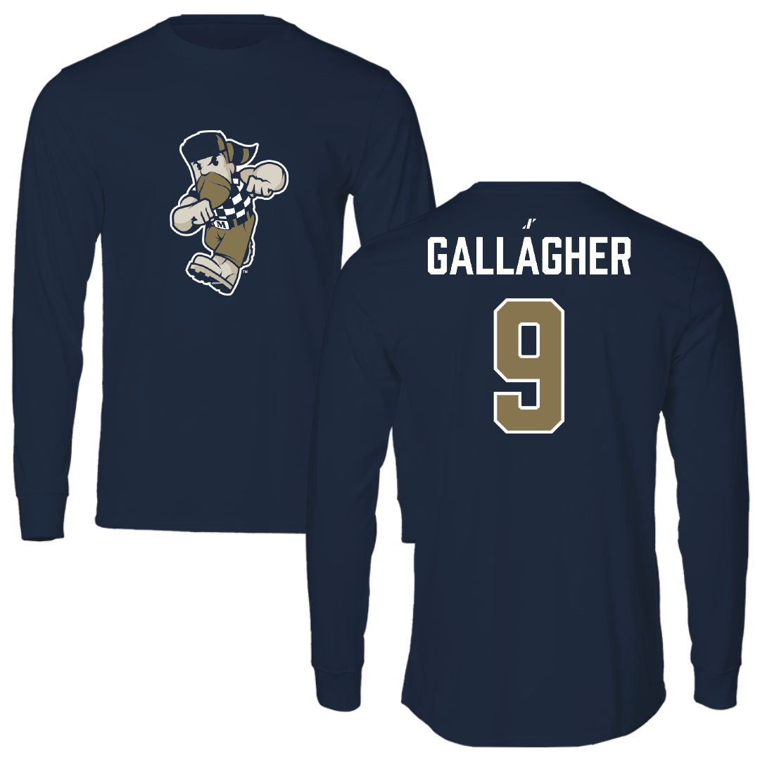 Mount St. Mary's University Soccer Navy Performance Long Sleeve - #9 Peyton Gallagher