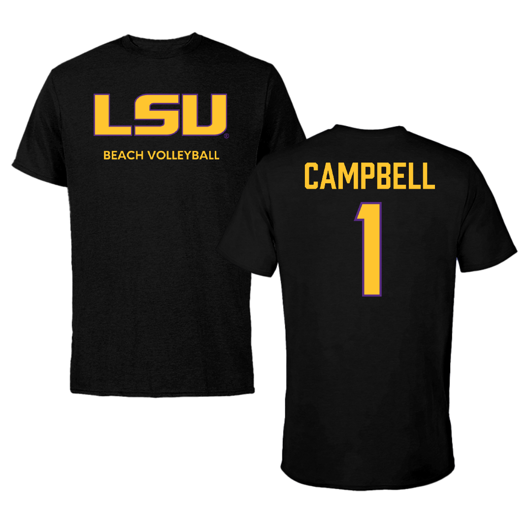 Louisiana State University Beach Volleyball Black Tee - #1 Gracey James Campbell