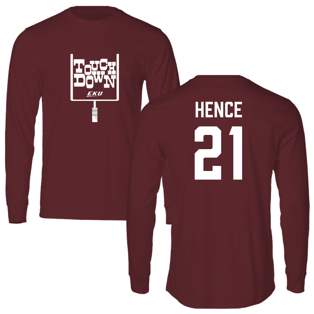 Eastern Kentucky University Football Maroon Touchdown Performance Long Sleeve - #21 Rishad Hence