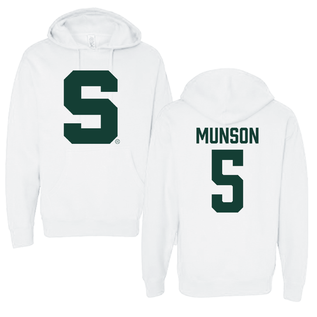 Michigan State University Soccer White Hoodie - #5 Brandon Munson