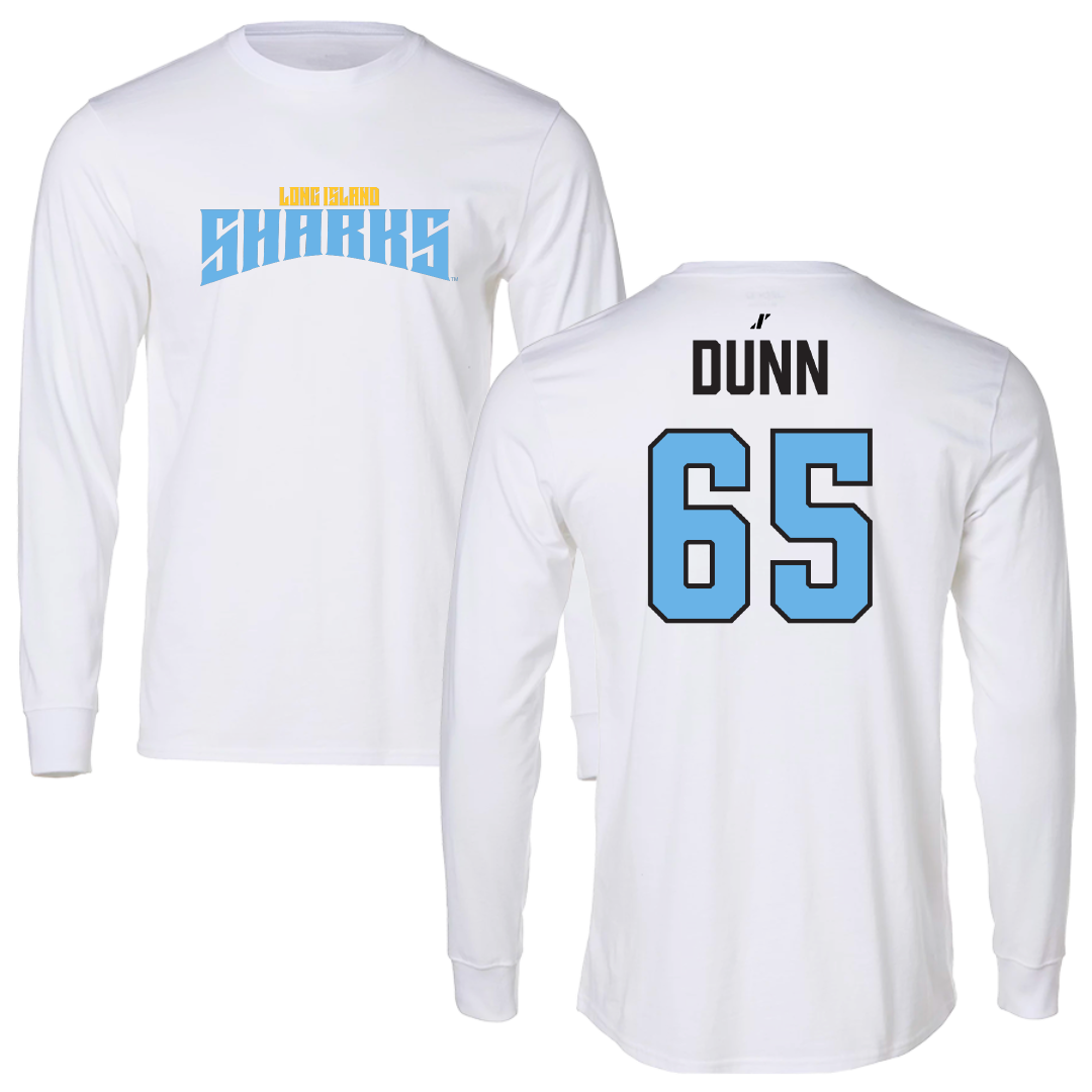 Long Island University Football White Classic Long Sleeve - #65 Michael Dunn