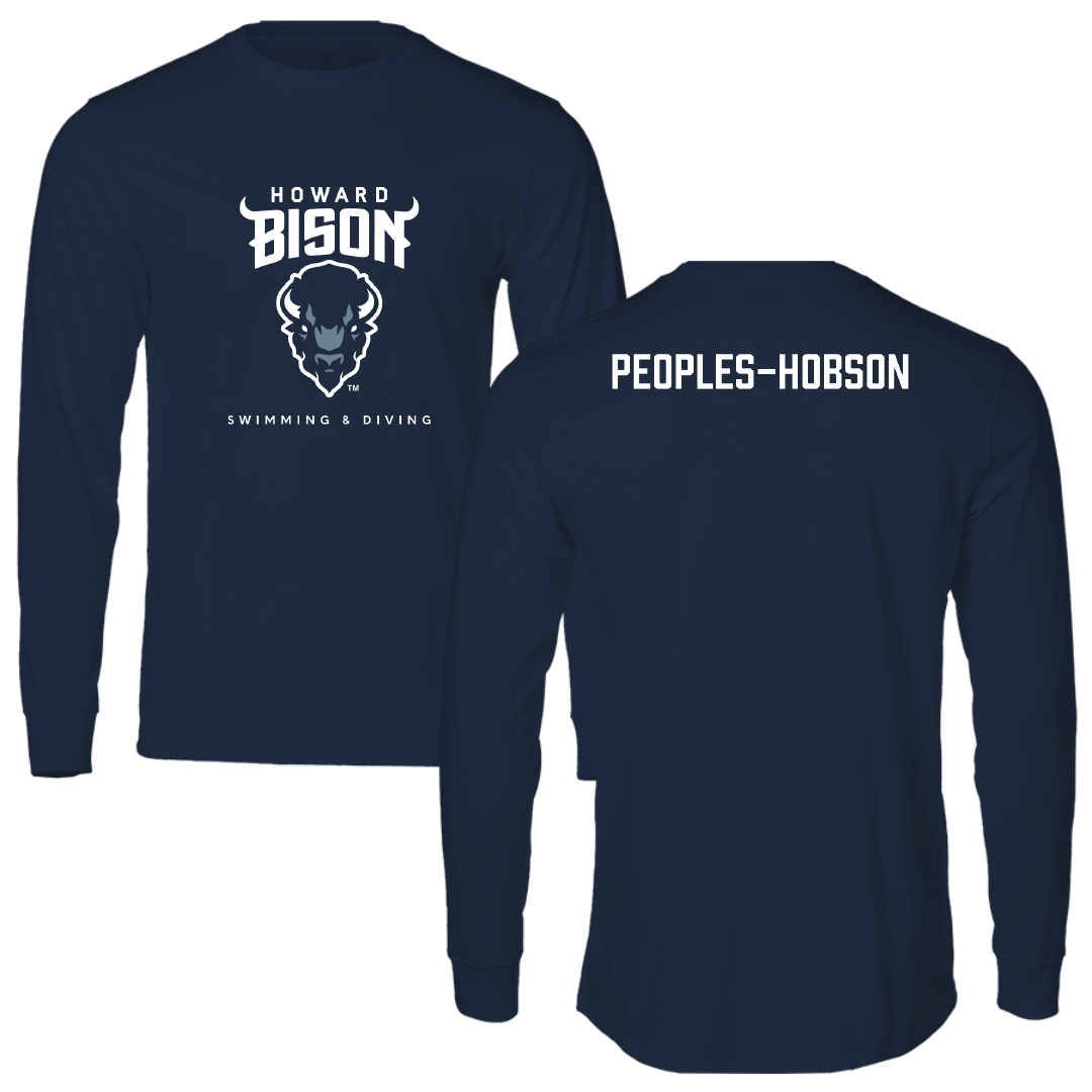 Howard University Swimming & Diving Navy Performance Long Sleeve - Vaughn Peoples-Hobson