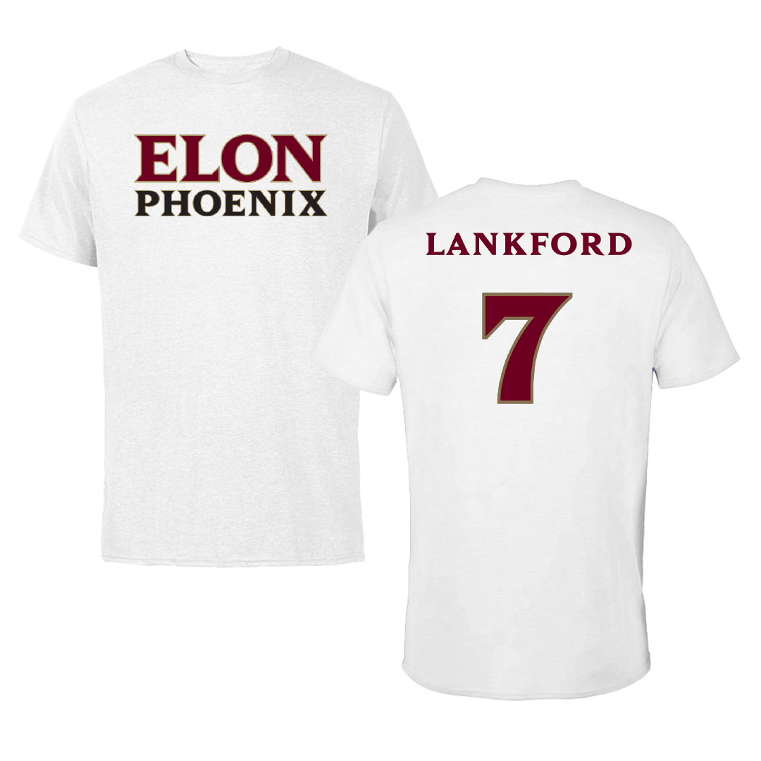 Elon University Football White Tee - #7 William Lankford