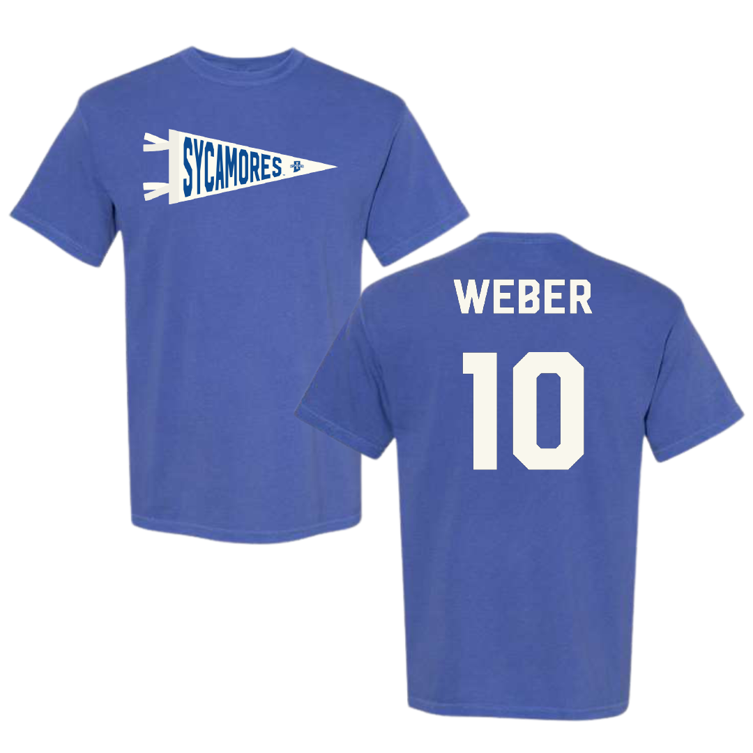 Indiana State University Volleyball Blue Pennant Comfort Colors Tee - #10 Emily Weber