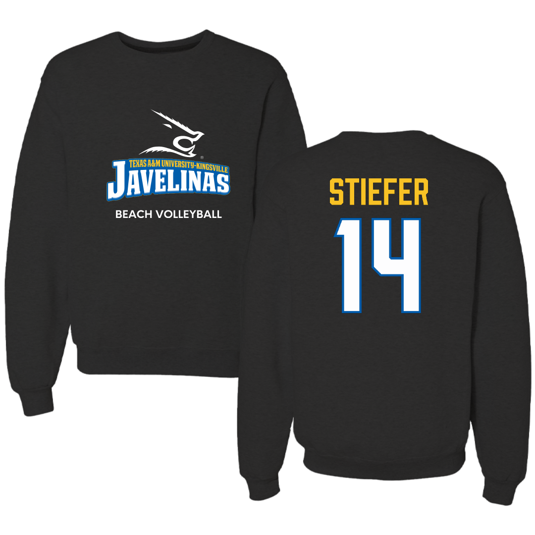 Texas A&M University-Kingsville Beach Volleyball Black Crewneck - #14 Meghan Stiefer