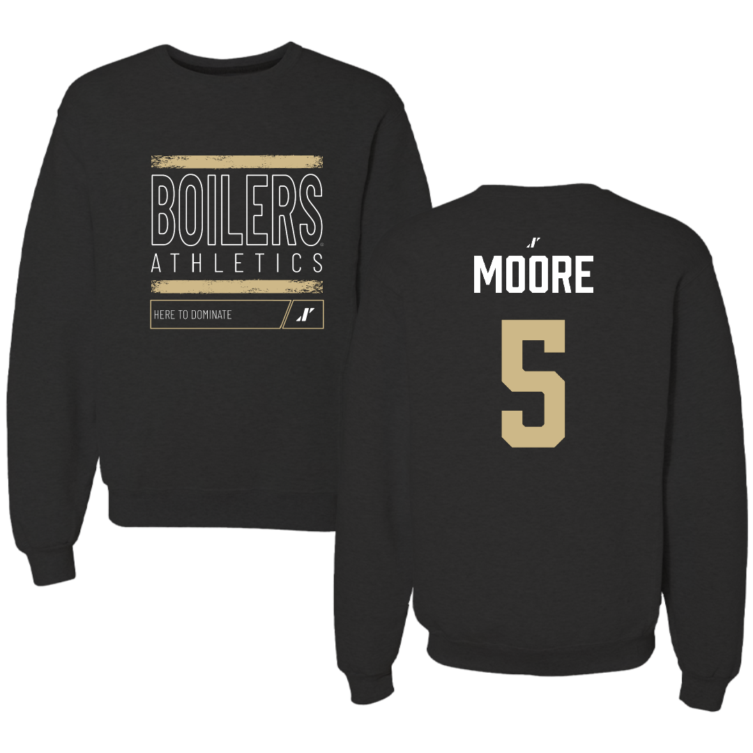 Purdue University Softball Black Dominate Crewneck - #5 Anna Moore