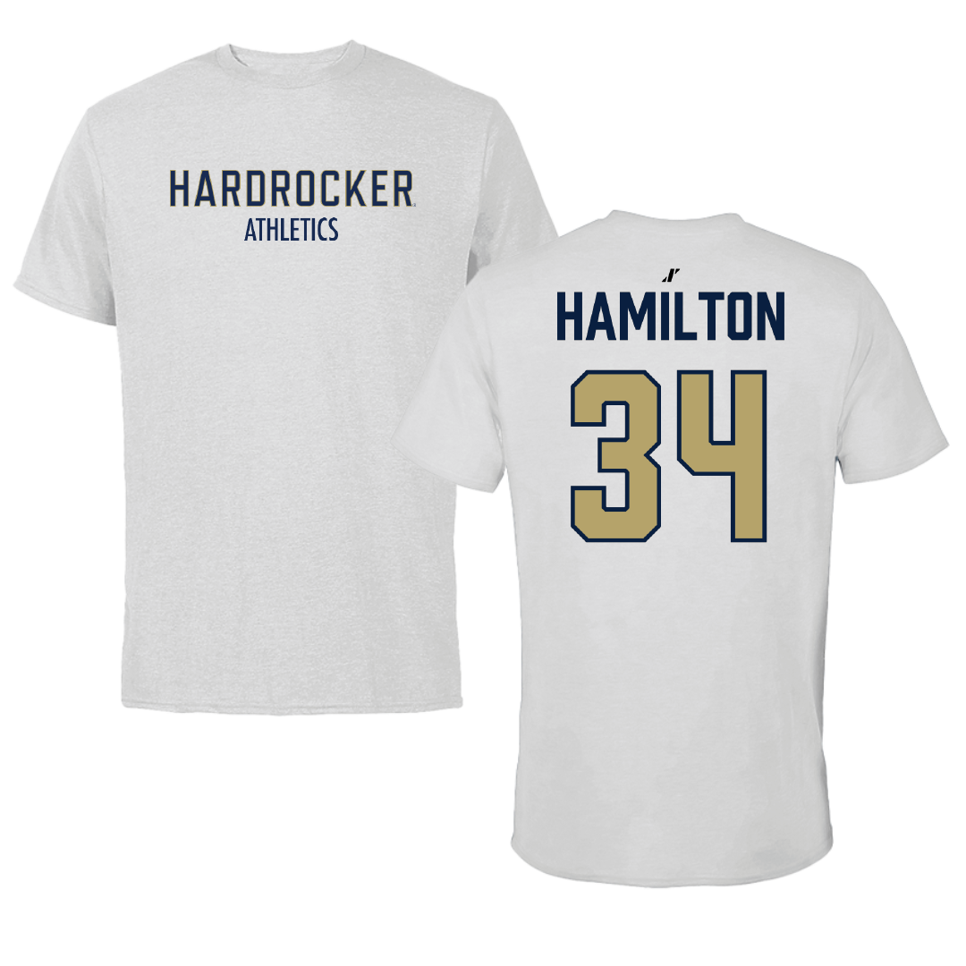 South Dakota Mines Football Light Gray Performance Tee - #34 Aundreay Hamilton