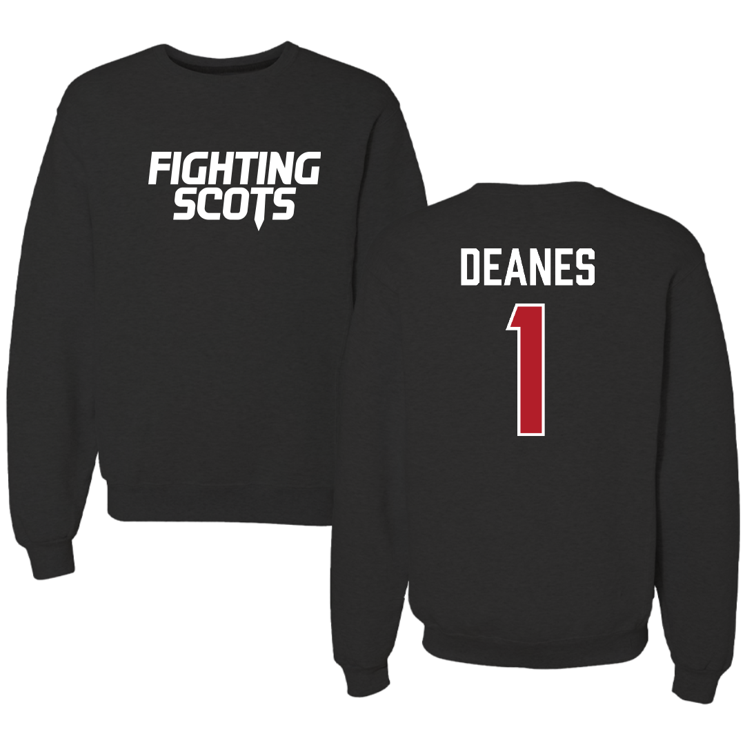 PennWest Edinboro Football Black Crewneck - #1 Nate Deanes