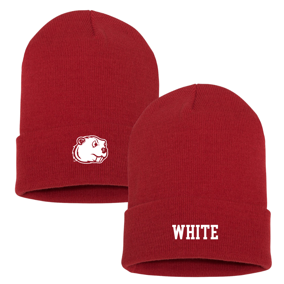 Minot State University Wrestling (M) Red Beanie - Syrron White