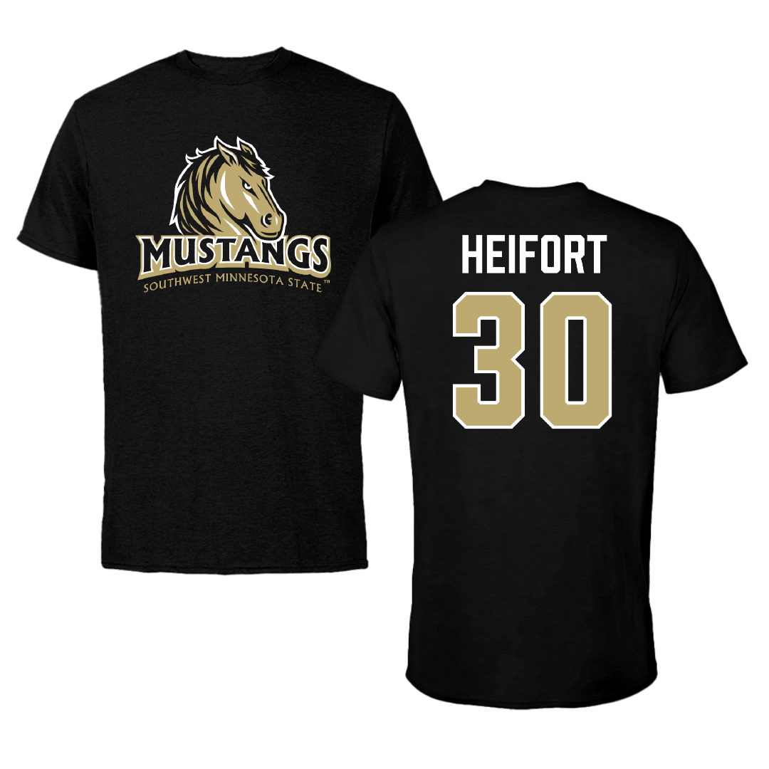 Southwest Minnesota State University Baseball Black Performance Tee - #30 Tommy Heifort