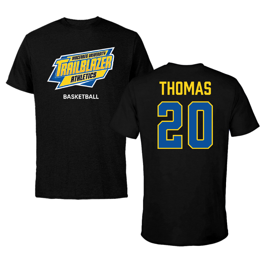 Vincennes University Basketball (M) Black Performance Tee - #20 Jae Thomas