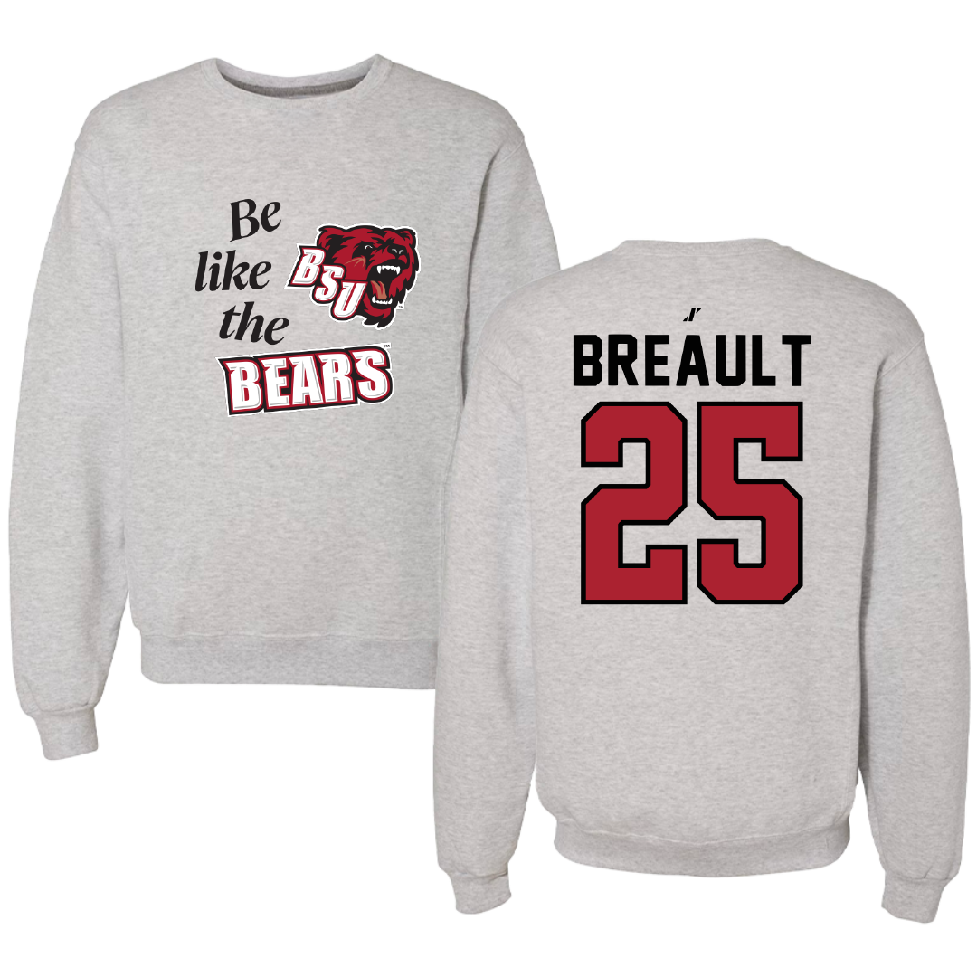 Bridgewater State University Baseball Light Gray Be Like Us Crewneck - #25 Cam Breault