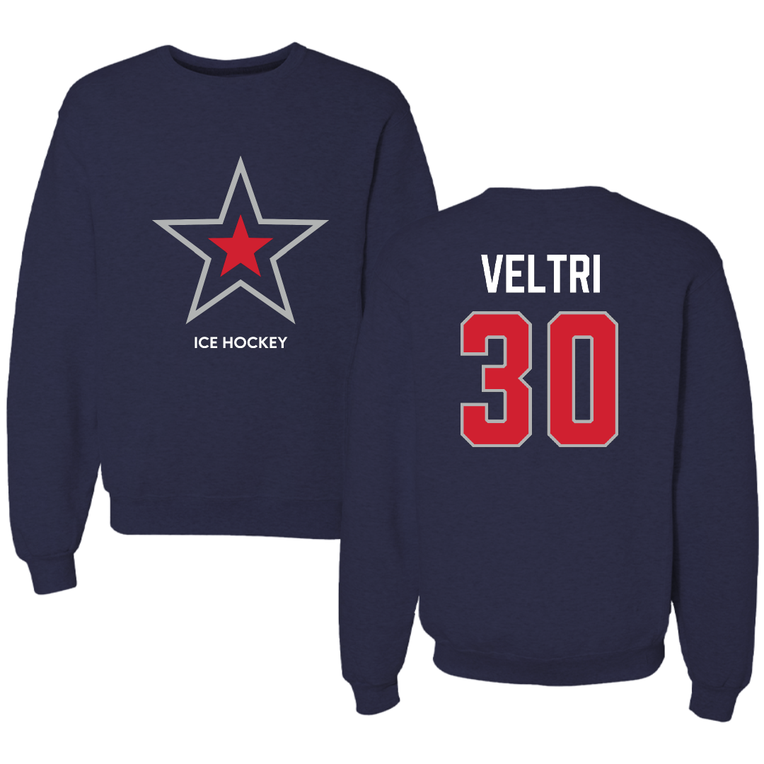 Robert Morris University Ice Hockey (M) Navy Mascot Crewneck - #30 Chad Veltri