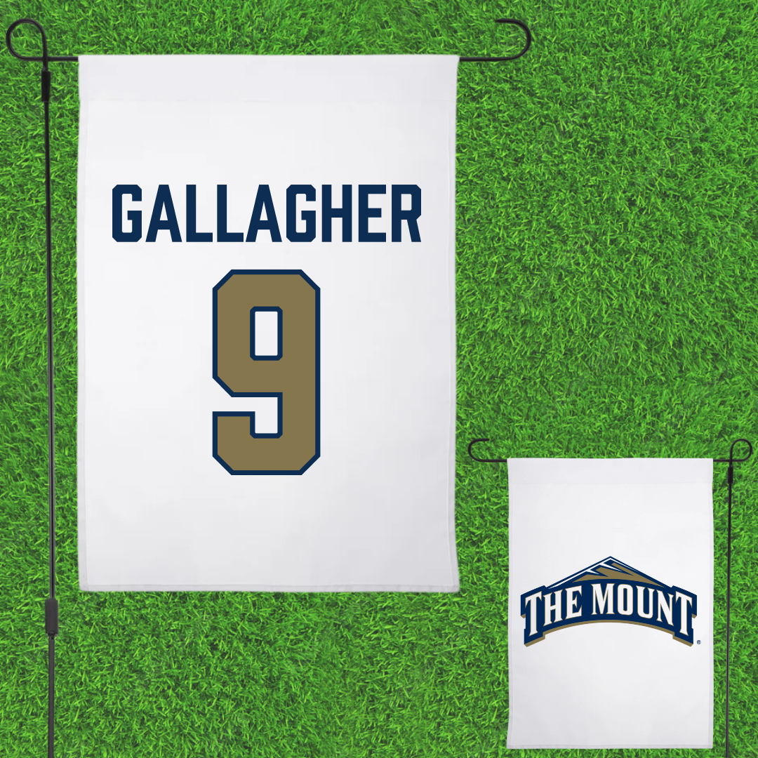 Mount St. Mary's University Soccer White Garden Flag - #9 Peyton Gallagher