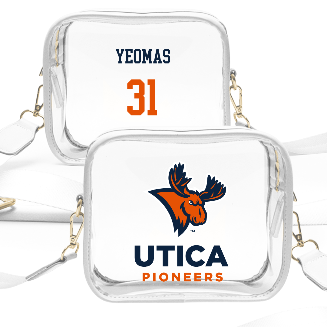 Utica University Football White Clear Stadium Bag - #31 Drevariis Yeomas