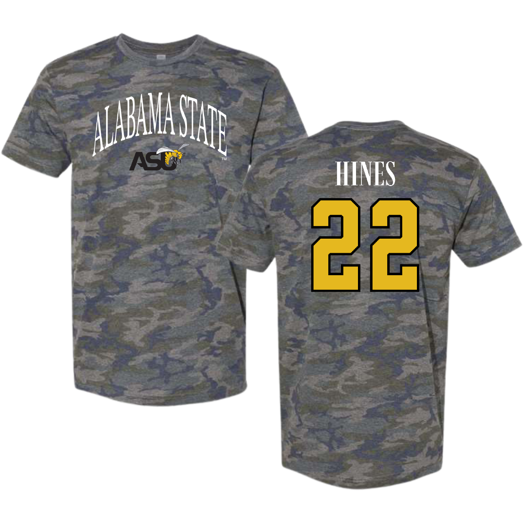 Alabama State University Volleyball Vintage Camo Tee - #22 Kaylen Hines