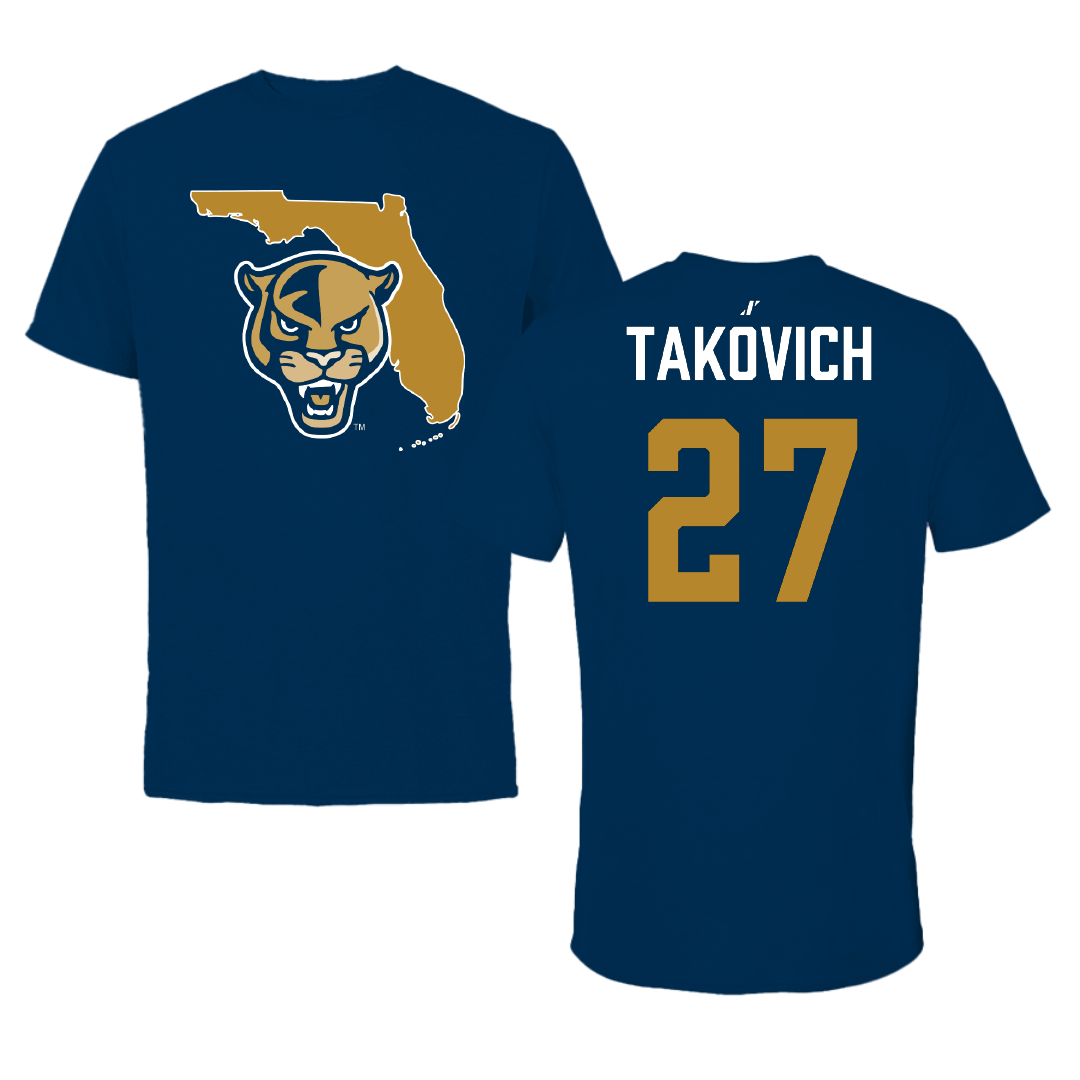 Florida International University Baseball Navy State Performance Tee - #27 Marlin Takovich