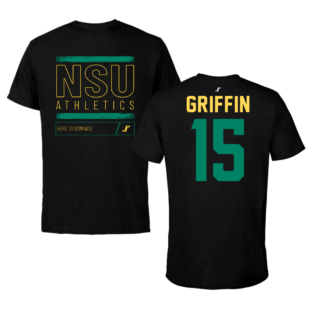 Norfolk State University Football Black Dominate Performance Tee - #15 Jordan Griffin