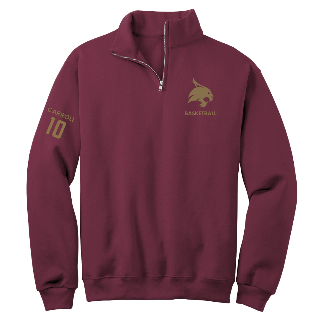 Texas State University Basketball (W) Maroon Quarter-Zip - #10 Angela Carroll